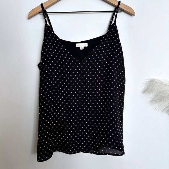 Socialite Scalloped Neckline Floral Polka Dot Camisole Blouse - Picture 1 of 5